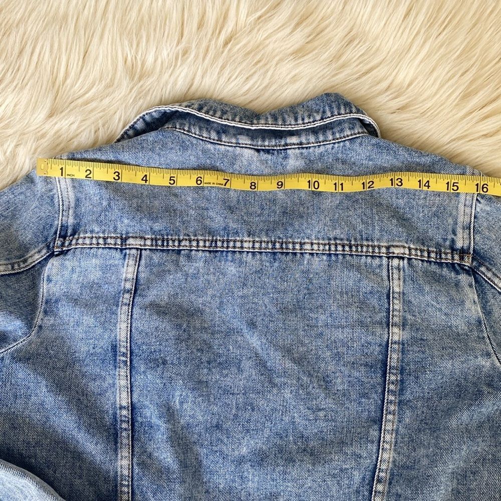 Free People Denim Jacket sz S Boho Western Layering Beach Coastal Preppy - Picture 13 of 16